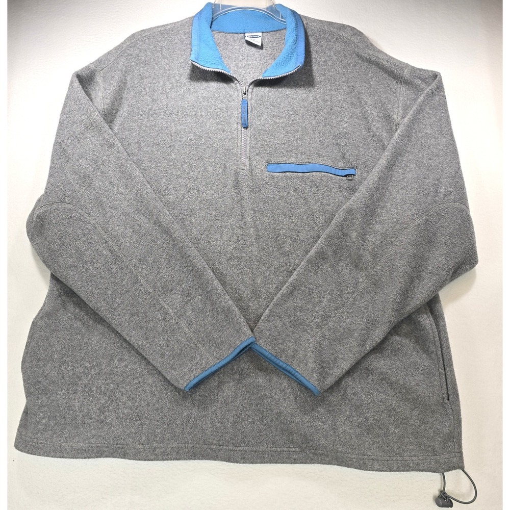 Old Navy Mens XXL Gray Blue Quarter Zip Fleece Pullover Jacket Vintage 1999